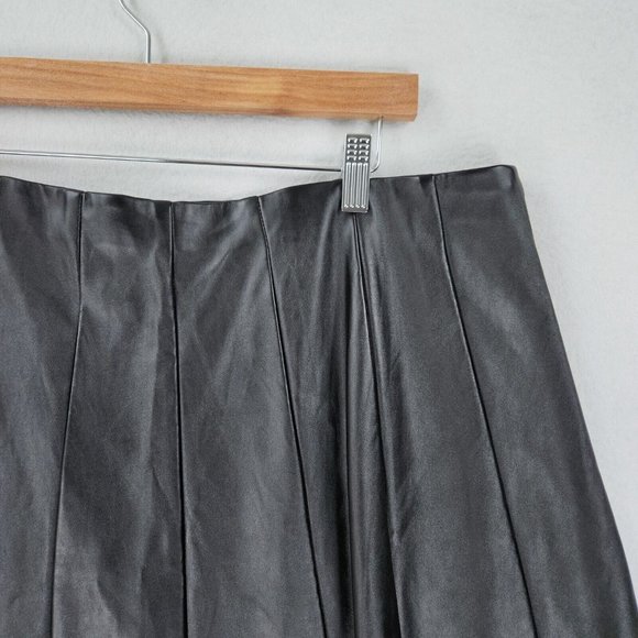 Lane Bryant Skirt Womens 22 Black Faux Leather A Line Plus Size Flare Cocktail - Picture 8 of 10